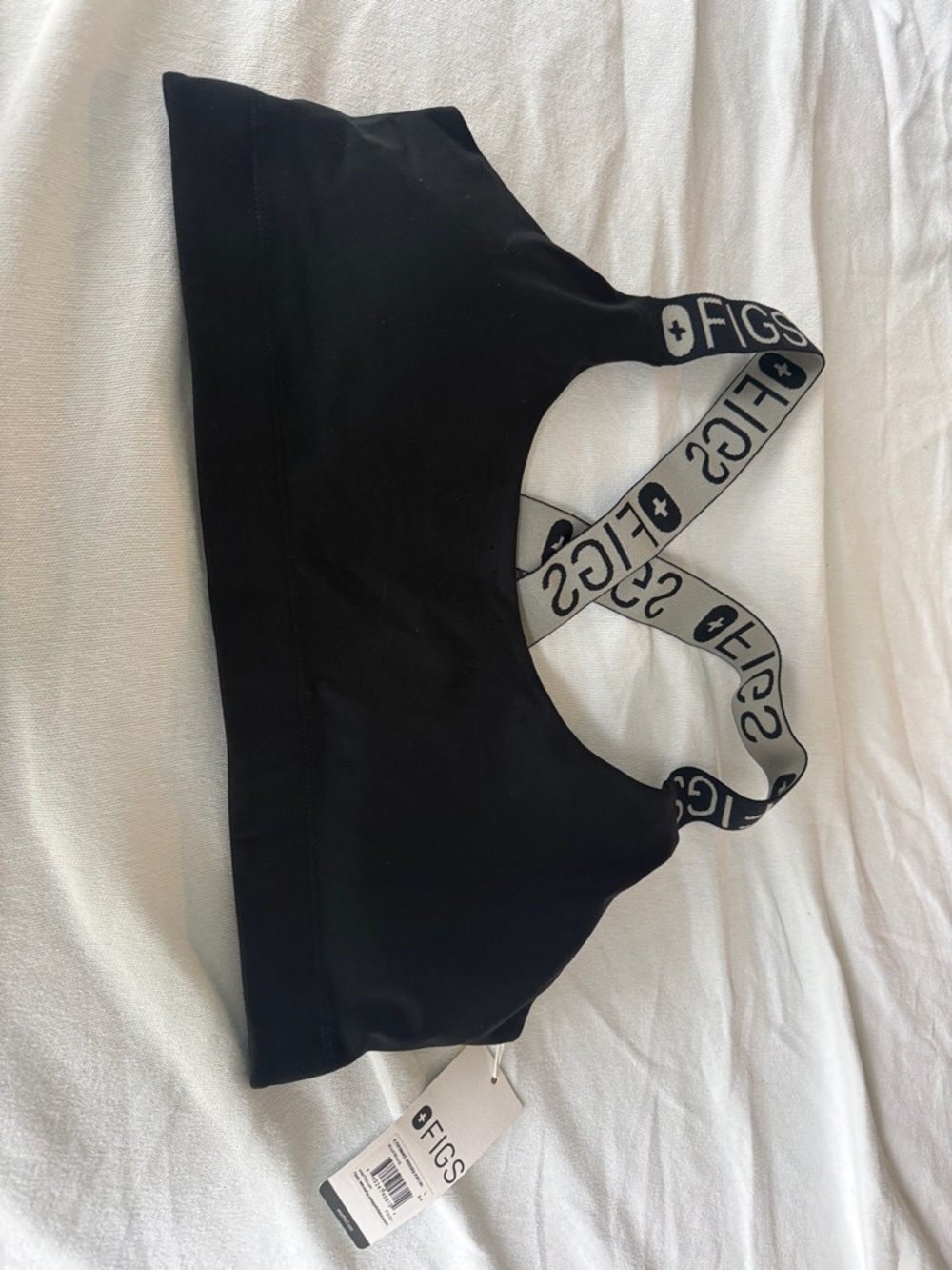 Figs Black Sports Bra with Logo Elastic Straps